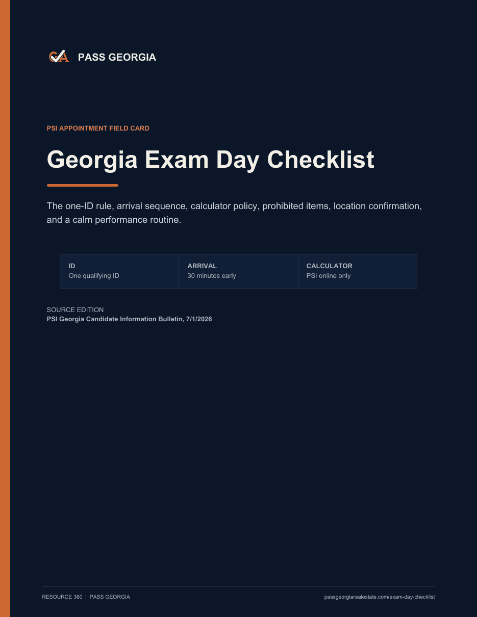 Cover preview of Georgia Exam Day Checklist