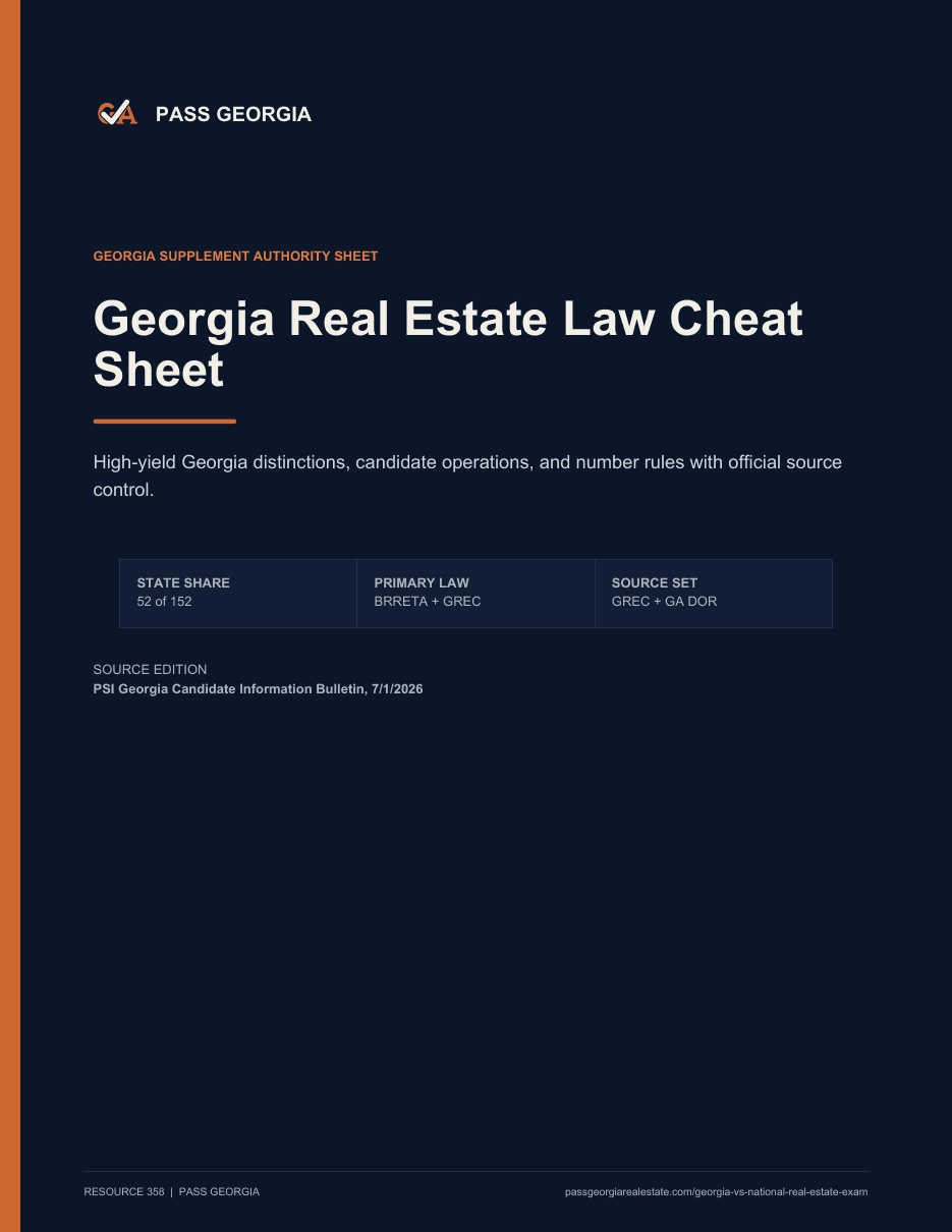 Cover preview of Georgia Real Estate Law Cheat Sheet